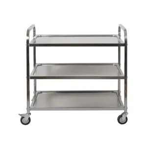 Good Supplier Square Tube Service Trolley 3 Tiers With Colourful Trays Supplier In China