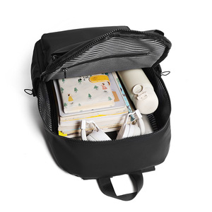 Cross-border Leather Film Solid Color <b>Computer</b> Bag Casual Simple Multi-layer Pocket Large Capacity <b>Backpack</b> 15.6 Inch Notebook - Product Image 4