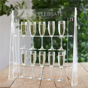 Đồ Dùng Nhà Máy Giá Treo Ly Rượu Sâm Banh Tường Prosecco Đám Cưới Phông Nền Tường Rượu Sâm Banh Acrylic