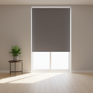 Persiana enrollable moderna opaca de 39.4x68.9 pulgadas, en tela gris, para ventana francesa con control de cuerda tipo escalera - Product Image 2