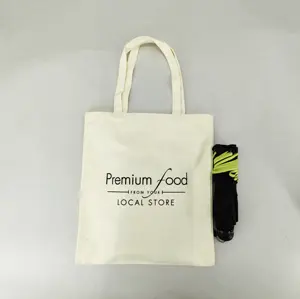Sacola de lona de algodão em branco com logotipo impresso personalizado, sacola de lona de tamanho padrão, cor natural ou cores tingidas