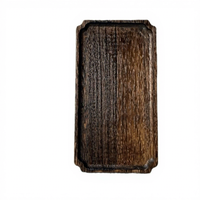 Plateau de service carré en bois massif de Paulownia, motif feuilles dessinées à la main, style moderne et minimaliste, pour hôtel, thé, café et repas