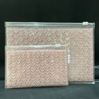 Pochette rose en PVC rembourrée antichoc avec fermeture éclair coulissante pour rouge à lèvres, parfum, bijoux, pierres précieuses, boucles d'oreilles