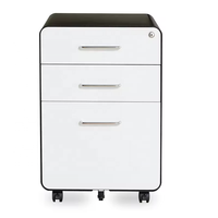 Meuble de rangement mobile en acier à trois tiroirs verrouillables avec roulettes pour bureau à domicile, unité de classement et d'archivage, achat en gros