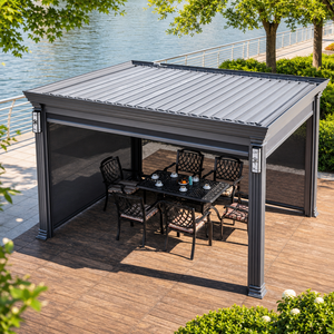 Pergola bioclimatique motorisée à lames orientables en aluminium, imperméable, pour jardin, <span class=keywords><strong>terrasse</strong></span>, gazebo, <span class=keywords><strong>prix</strong></span> direct usine, vente en gros - Product Image 6