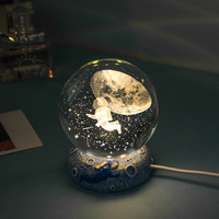 Star Ocean 3D Innengravierte Quallen-Kristallkugel Nachtlicht Leuchtende Desktop-Dekoration Atmosphärenlampe Studentengeschenk