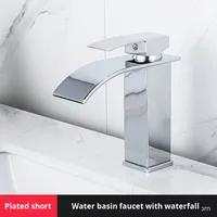Wastafel kamar mandi Modern pegangan tunggal, mikser air panas dingin meja rias lubang tunggal Stainless