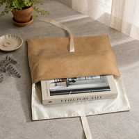 Pochette de luxe en velours marron pour livres, foulards, avec logo brodé personnalisé, pochette cadeau en suède pour extensions capillaires