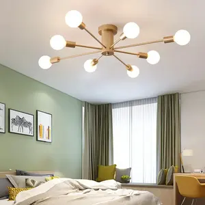 <span class=keywords><strong>Lustre</strong></span> Noir/Or <span class=keywords><strong>6</strong></span> Prises Rétro <span class=keywords><strong>Araignée</strong></span> Lumière Semi Encastré Plafonnier Moderne Vintage Métal Étoile Éclairage - Product Image 6