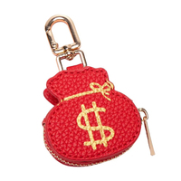 Kawaii dames tascharms fruitvormig geëmbossed custom blanks echt PU leder schattig klein mini portemonnee sleutelhanger