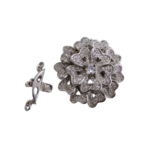 Ba Lỗ Vòng Cổ Khóa Lớn Phổ Biến 925 Sterling Bạc Hoa Hình Nút Đồ Trang Sức Sang Trọng Móc Zircon Ngọc Trai Móc - Product Image 4