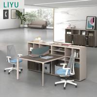 LIYU Poste de travail de bureau moderne et flexible en open space, système de bureau modulaire en bois pour 2/4/6 personnes, cloisons acoustiques