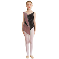 Justaucorps de danse lyrique personnalisé pour filles, col montant, strass, jupe en maille, taille 6-16