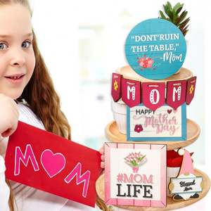 สินค้ามาใหม่ ชุดถาดไม้ 2 ชั้น สำหรับวันแม่ เป็นมิตรกับสิ่งแวดล้อม พร้อมสลักลาย ตกแต่งโต๊ะบ้าน - Product Image 4