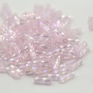 Tự làm đồ trang sức làm số lượng lớn Twist bọ hạt thủy tinh hạt mạ vòng <span class=keywords><strong>bugle</strong></span> nhiều màu sắc cho sự lựa chọn 6mm 10 gam/túi 1558740 - Product Image 1