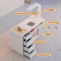 Table et chaises de manucure simples et doubles de vente chaude Table de manucure professionnelle avec aspirateur adaptée au salon de manucure