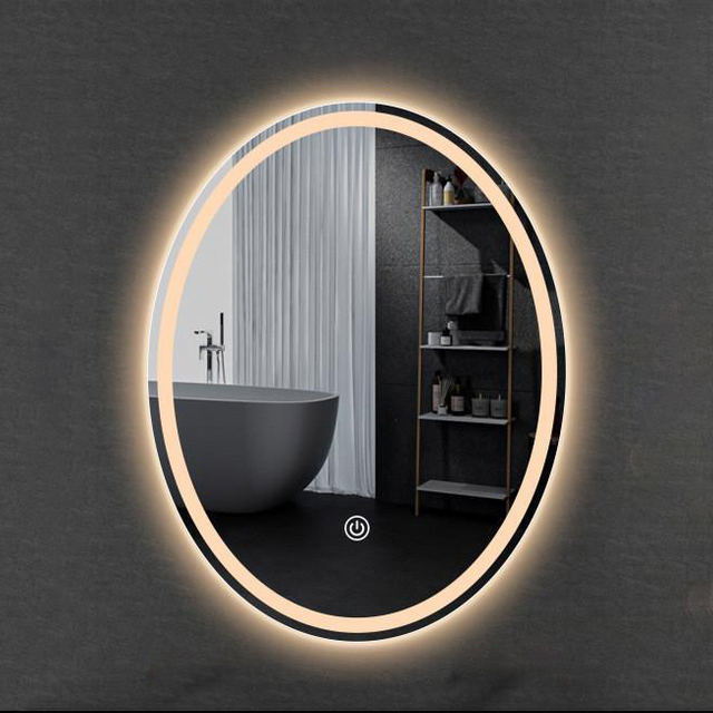 LED Lighting Elliptical Intelligent Bathroom Vanity Mirror Anti Fog Touch Sensor Wall Makeup Cabinet with Illuminated Lighting