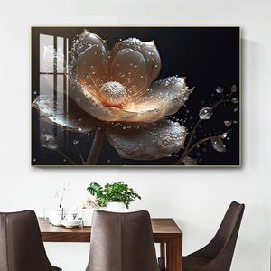 Peintures sur toile imprimées haute définition personnalisées de luxe en gros, décorations murales LED en porcelaine de cristal pour la maison - Product Image 3