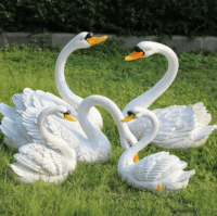 Sculpture de cygne flottant grandeur nature en fibre de verre, statue réaliste d'oiseau aquatique pour la décoration de villas, jardins, étangs et piscines.