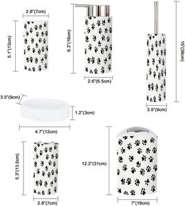 Juego de accesorios de baño, 6 piezas, impresiones sin costuras, pata bonita para cachorro de <span class=keywords><strong>pie</strong></span>, juegos de baño modernos, baño, decoración del hogar en Stock - Product Image 2