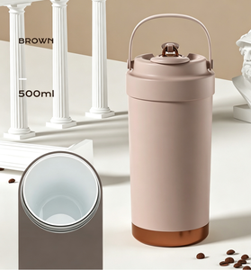 Mug à café en céramique de 500 ml, isotherme, en acier inoxydable, anti-fuite, avec poignée, pour café - Product Image 1