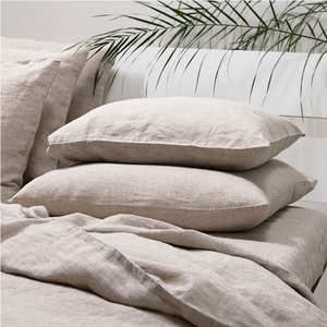 Funda de Almohada de Lino Natural con Lazos, Borde Festoneado, con Cierre de Hebilla de Coco, Tipo Sobre/Flash/Tubo - Product Image 4