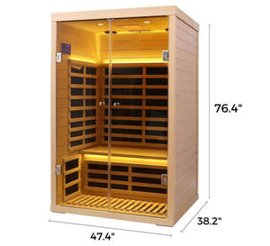 Sauna a Infrarossi Lontani di Lusso Personalizzata per 2 Persone con Porta in Vetro Temperato - Product Image 3