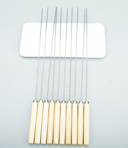 Bâtonnets de <span class=keywords><strong>barbecue</strong></span> en acier rouille brochettes de <span class=keywords><strong>barbecue</strong></span> faciles à nettoyer avec manche en bois pour le camping et la cuisson produit d'outils en métal - Product Image 2