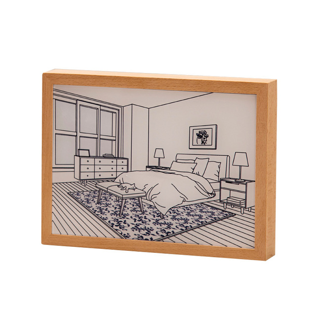 Creative LED Photo Frame Bedside Lighting Warm Atmosphere Soft Lighting Painting Ornaments Printed Paper Home Bedroom Decor