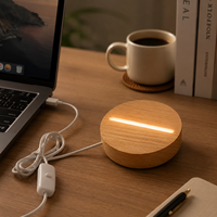Base lumineuse LED en bois massif et plaque acrylique, alimentée par USB, veilleuse de chambre, décoration de Noël DIY, illusion 3D