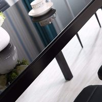 Ensemble de table à manger moderne classique de luxe en métal avec 6 chaises et 1 table extensible pour la maison, l'hôtel, l'appartement