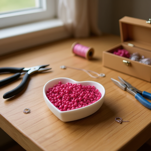 Perles Ilan Abalorios 4mm Rouge Rose 50g pour la fabrication de bijoux artisanaux - Product Image 3