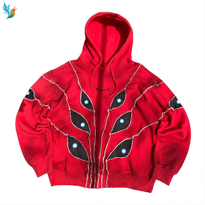 Sweat-shirt à capuche vintage surdimensionné personnalisé avec broderie et impression, streetwear épais à manches longues pour homme - Product Image 2