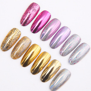 Ensemble de 6 poudres à ongles effet chrome miroir avec 8 pinceaux, pigment pailleté ultra-fin or titane laser pour salon de manucure - Product Image 6