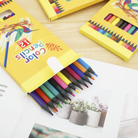 Étui à crayons hexagonal noir foncé pastel 12 couleurs, version anglaise, coffret de crayons de couleur