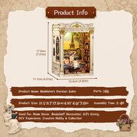 Kit de bricolage CuteBee Book Nook - Salon parisien de Madeleine - BJAA205 - Maison miniature - Décoration d'étagère - Kit d'artisanat - Puzzle en bois 3D