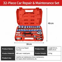 Clé à cliquet et rallonges, kit d'outils combinés pour réparation automobile avec boîte de rangement en plastique ANDUUK