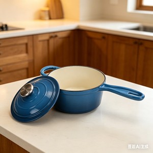 Pentola Piccola Multiuso in Ghisa Smaltata <span class=keywords><strong>Blu</strong></span>, Casseruola in Ghisa Resistente - Product Image 3