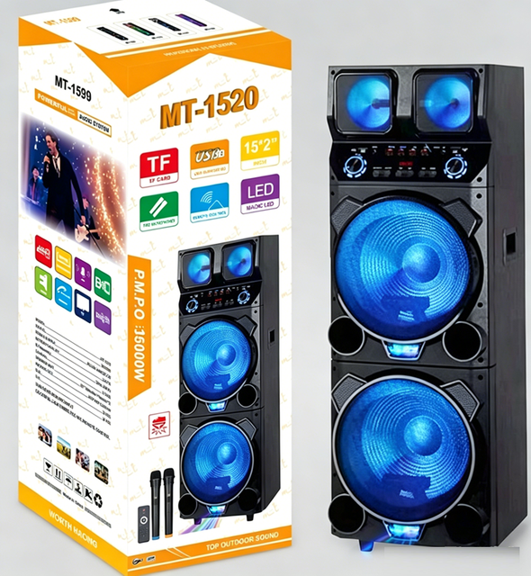 Portable Karaoke Machine Dual Wireless Mics Rechargeable Battery 100-300W for V5.3 RGB LED Lights 8-Inch Speaker for Parties