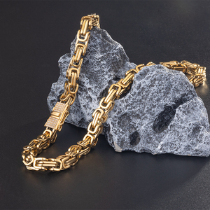 Collar de Cadena Bizantina Gruesa de Acero Inoxidable Chapado en Oro de 6MM 7MM con Cierre Iced Out Estilo Hip Hop - Product Image 3