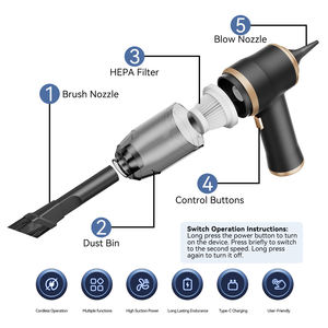 مكنسة كهربائية محمولة قوية لاسلكية للنفخ والشفط عالية القدرة متعددة الوظائف للسيارة والكمبيوتر المحمول - Product Image 5