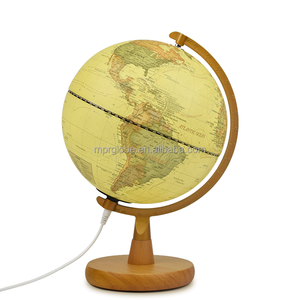 LED beleuchtete Kugel mit Massivholz basis Modernes Nachtlicht für Office Home Study & Geographie Teaching Decorative <span class=keywords><strong>Desk</strong></span> Light - Product Image 1