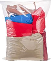 Sac fourre-tout personnalisé en Mylar givré transparent noir avec fermeture éclair, réutilisable en plastique PET pour vêtements, sous-vêtements, chaussures, chaussettes, fourrures