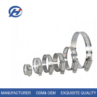 Collier de serrage à vis sans fin réglable en acier inoxydable 304 de type américain, surface lisse, pour applications automobiles, plomberie et industrielles