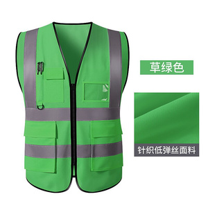 男女户外建筑跑步自行车荧光高能见度工作反光安全背心 - Product Image 3