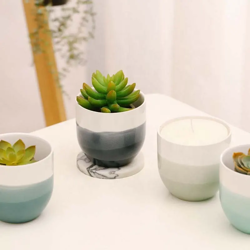 YBH Matte Indoor Mini Flower Pot Ceramic Succulent Pot Modern Home Decoration Christmas Nordic Plants Pot
