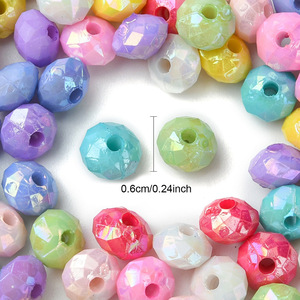 Perline Acriliche Rotonde Sfaccettate da 6mm con Foro Grande, Colori Macaron, Placcate UV, per Creazione Fai-da-te di Penne <span class=keywords><strong>e</strong></span> Braccialetti - Vendita all'Ingrosso - Product Image 1