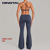 Ensemble athleisure deux pièces pour femme, dos croisé à bretelles, avec pantalon rembourré à taille repliable, effet push-up et anti-humidité