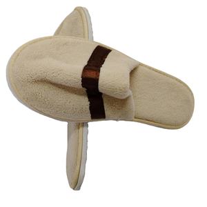 Zapatillas de hotel de lana de coral, cómodas y personalizadas, color blanco cremoso, venta directa de fábrica - Product Image 1