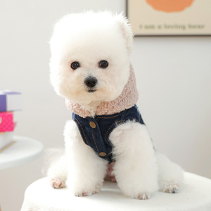 Dog <b>clothes</b>, pet puppy and <b>cat</b> <b>clothes</b>, new autumn and winter styles, warm lamb fleece hats and denim jackets - Product Image 3